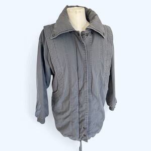 Vintage 80s Pan Asia Insulated Parka Coat Mixed Media Gray Blue size S